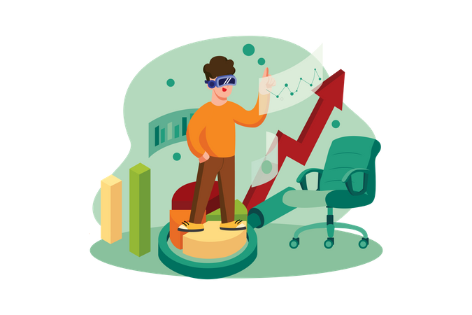 Business analysis using VR  Illustration