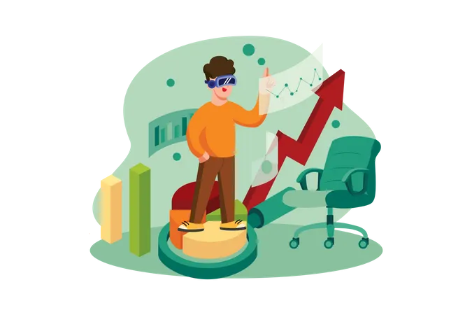 Business analysis using VR  Illustration