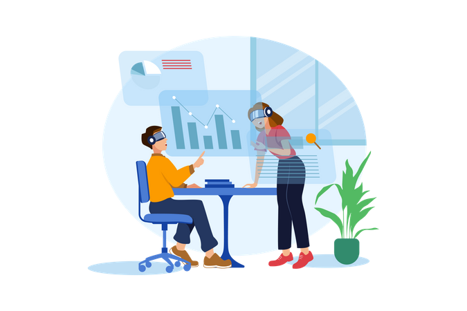 Business analysis using VR  Illustration
