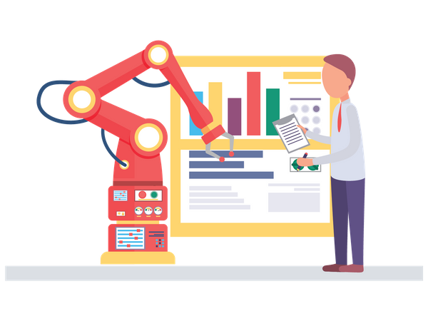 Business analysis with robot Illustration