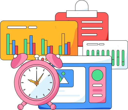 Business analysis with work deadline  Illustration