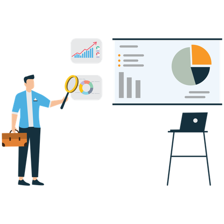 Business Analyst arbeitet an der Datenanalyse  Illustration