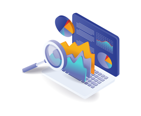 Business analyst computer data  Illustration