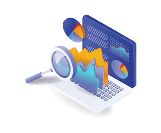 Business analyst computer data  Illustration