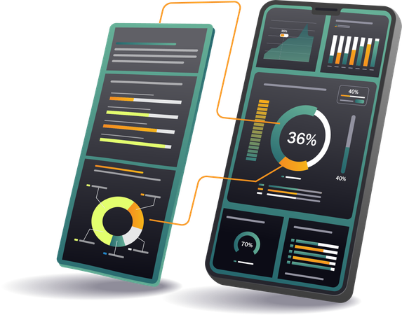 Business analyst dashboard from mobile  Illustration