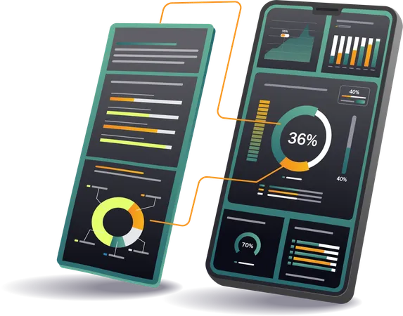 Business analyst dashboard from mobile  Illustration