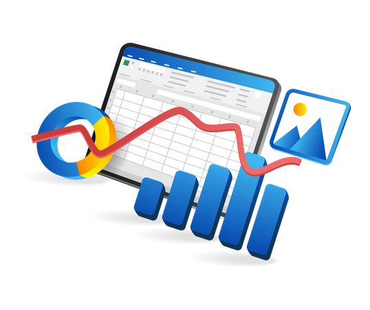 Business analyst data excel  Illustration