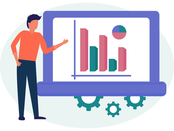 Business analyst doing business analysis  Illustration