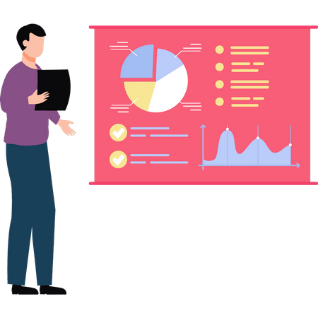 Business analyst is working on a chart graph  Illustration