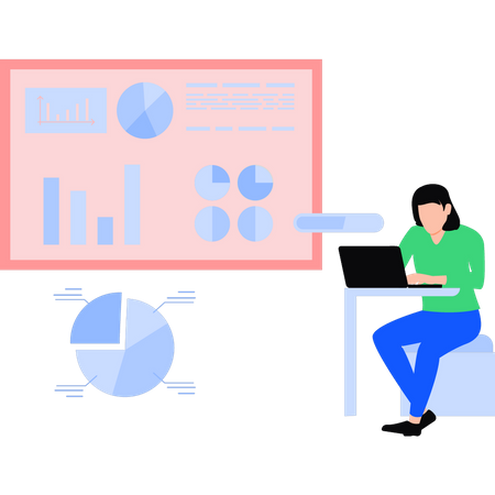 Business analyst is working on business data  Illustration
