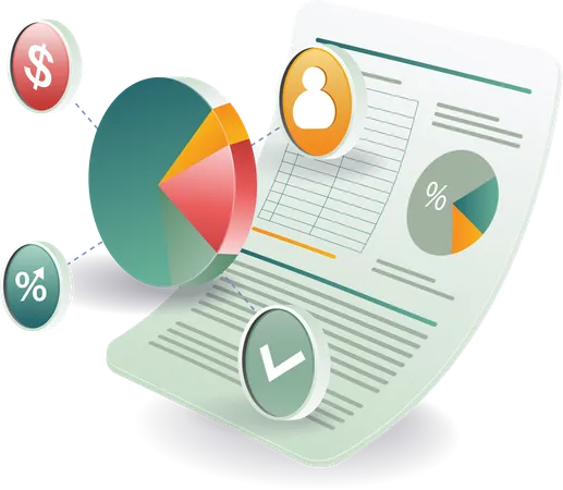 Business analyst management with pie chart  Illustration