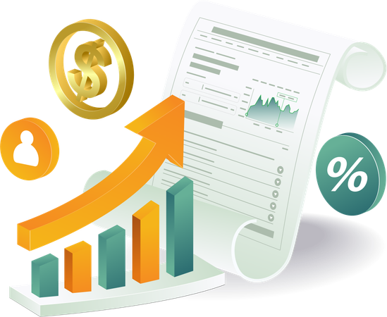 Business analyst with profit chart  Illustration