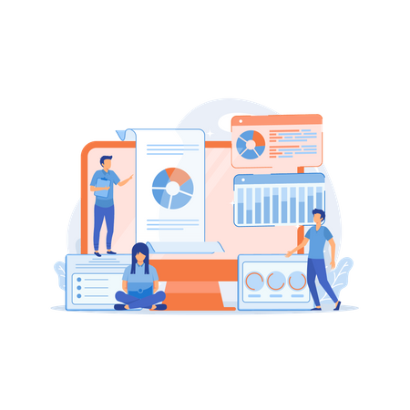 Business analysts performing idea management  Illustration