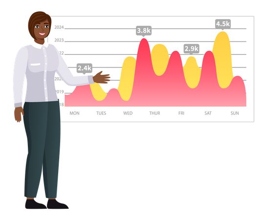 Business analytics by female employee Illustration