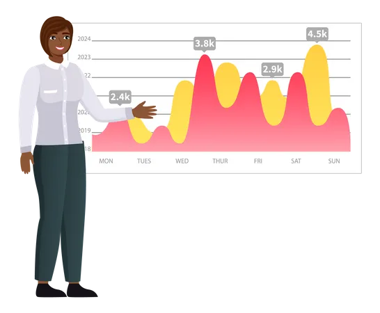 Business analytics by female employee  Illustration