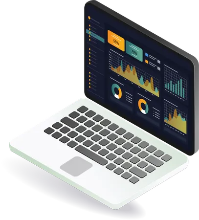 Geschäftsanalysediagramm auf Laptop-Bildschirm angezeigt  Illustration