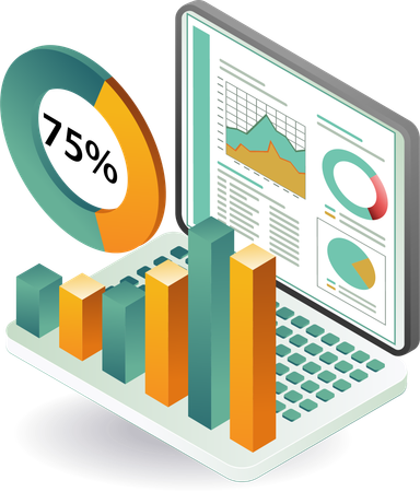 Geschäftsanalyse mit Datenbalkendiagramm  Illustration