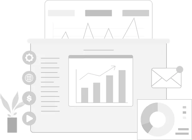 Relatório de análise de negócios e e-mail  Illustration