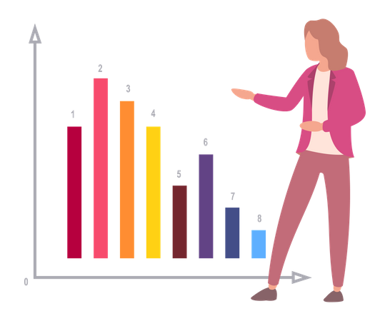 Business Analytics durch weibliche Mitarbeiterin  Illustration