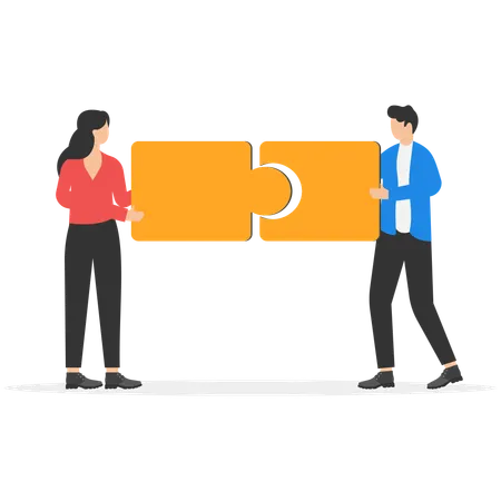 Business and partnership work to build connection business  Illustration