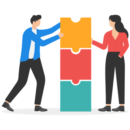 Business and partnership work to build connection business  Illustration