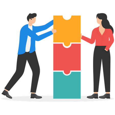 Business and partnership work to build connection business  Illustration