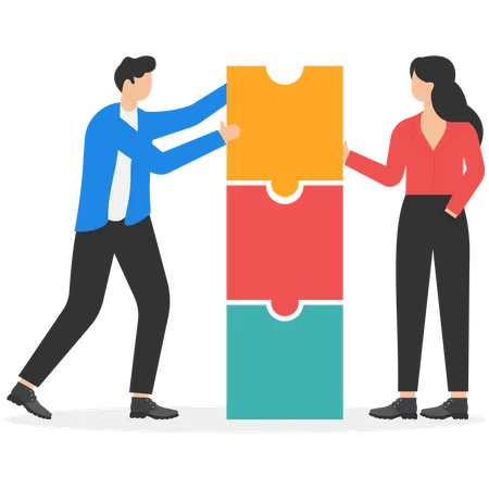 Business and partnership work to build connection business  Illustration