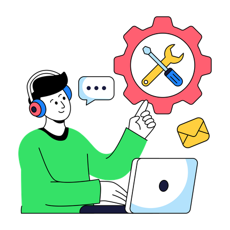 Business assistant gives Technical Operator  Illustration