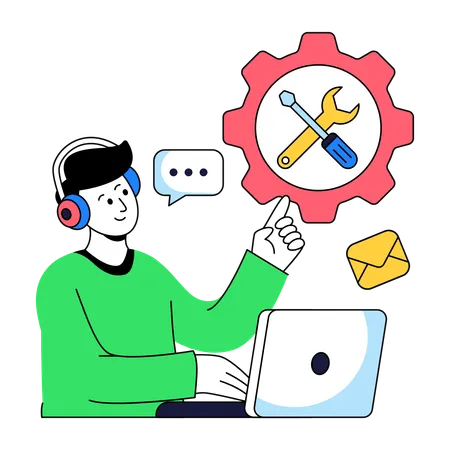 Business assistant gives Technical Operator  Illustration