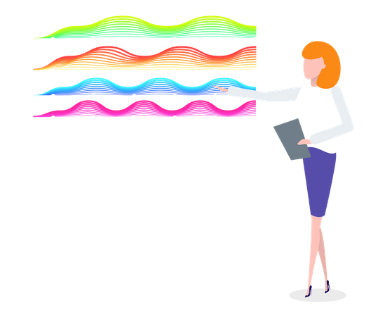 Business assistant giving data analytics preview Illustration