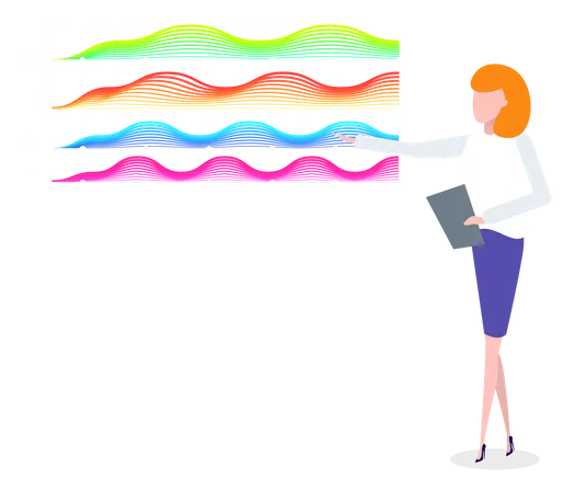 Business assistant giving data analytics preview Illustration
