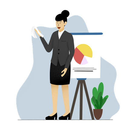 Business assistant presenting data statistics  Illustration