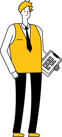 Business assistant standing with tablet Illustration