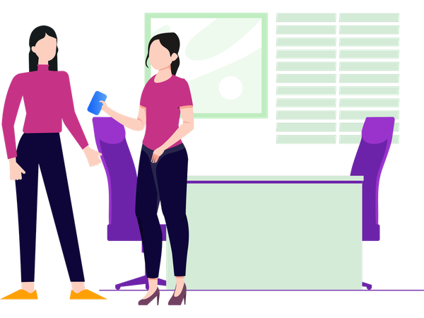 Business associates working in office  Illustration