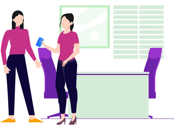 Business associates working in office  Illustration