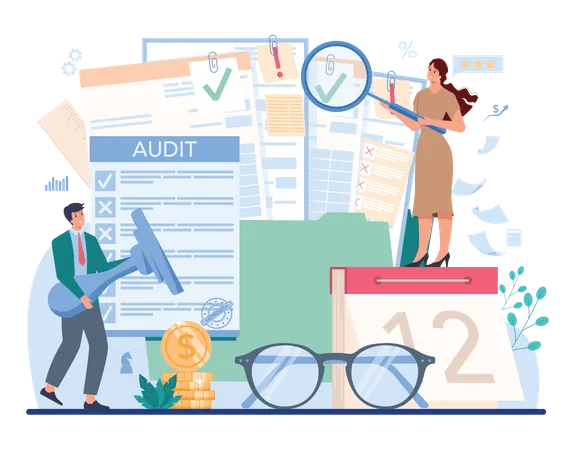 Business-Audit-Team analysiert Daten  Illustration