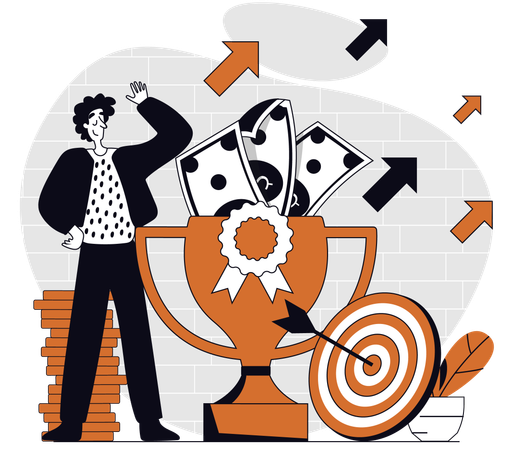 Business award received by businessman  Illustration