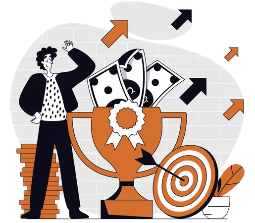 Business award received by businessman  Illustration