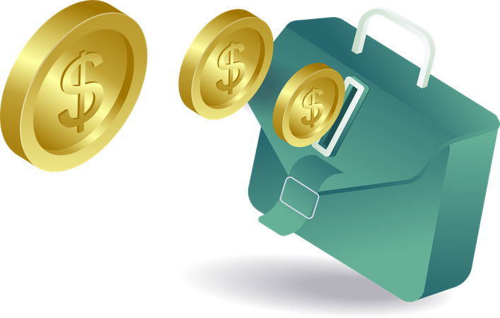 Business bag holding lots of coins  Illustration