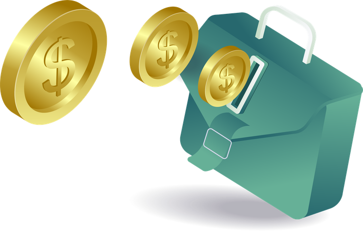 Business bag holding lots of coins  Illustration