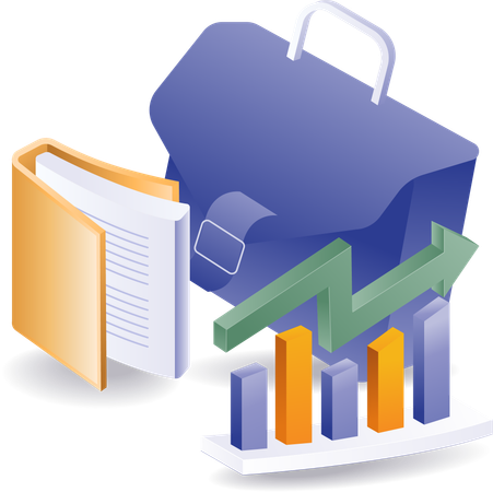 Business bag with data analyst graph  Illustration