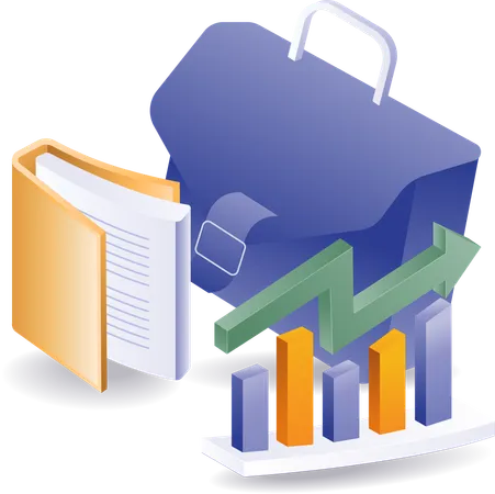 Business bag with data analyst graph  Illustration