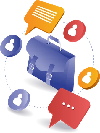 Business bag with business network  Illustration