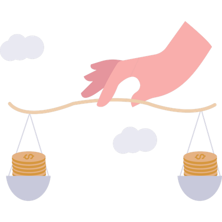 Business balance scale with dollar coins  Illustration