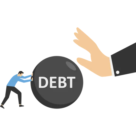 Business big hand denying the debt before others do  Illustration
