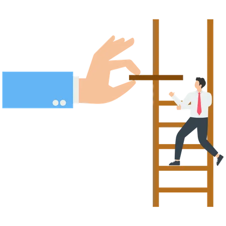 Climb Up Hand Help Businessman Build Ladder Illustration