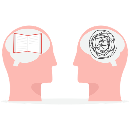 Business brain with business idea and confusion  Illustration