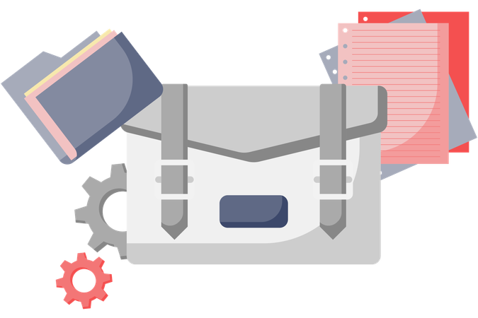 Business briefcase having important document  Illustration