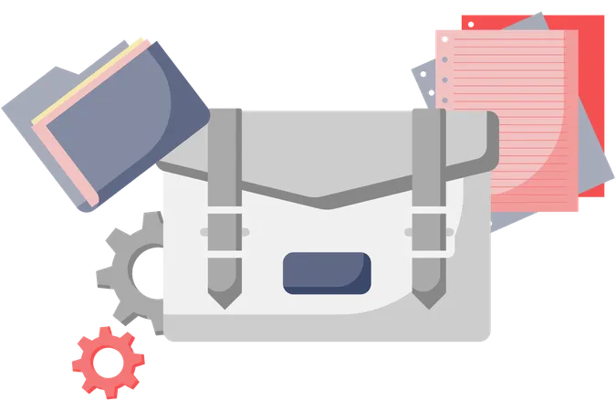 Business briefcase having important document  Illustration