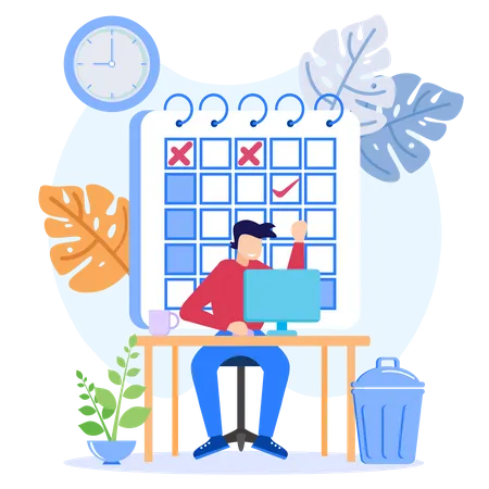 Illustration Vector Graphic Cartoon Character Of Business Schedule Illustration